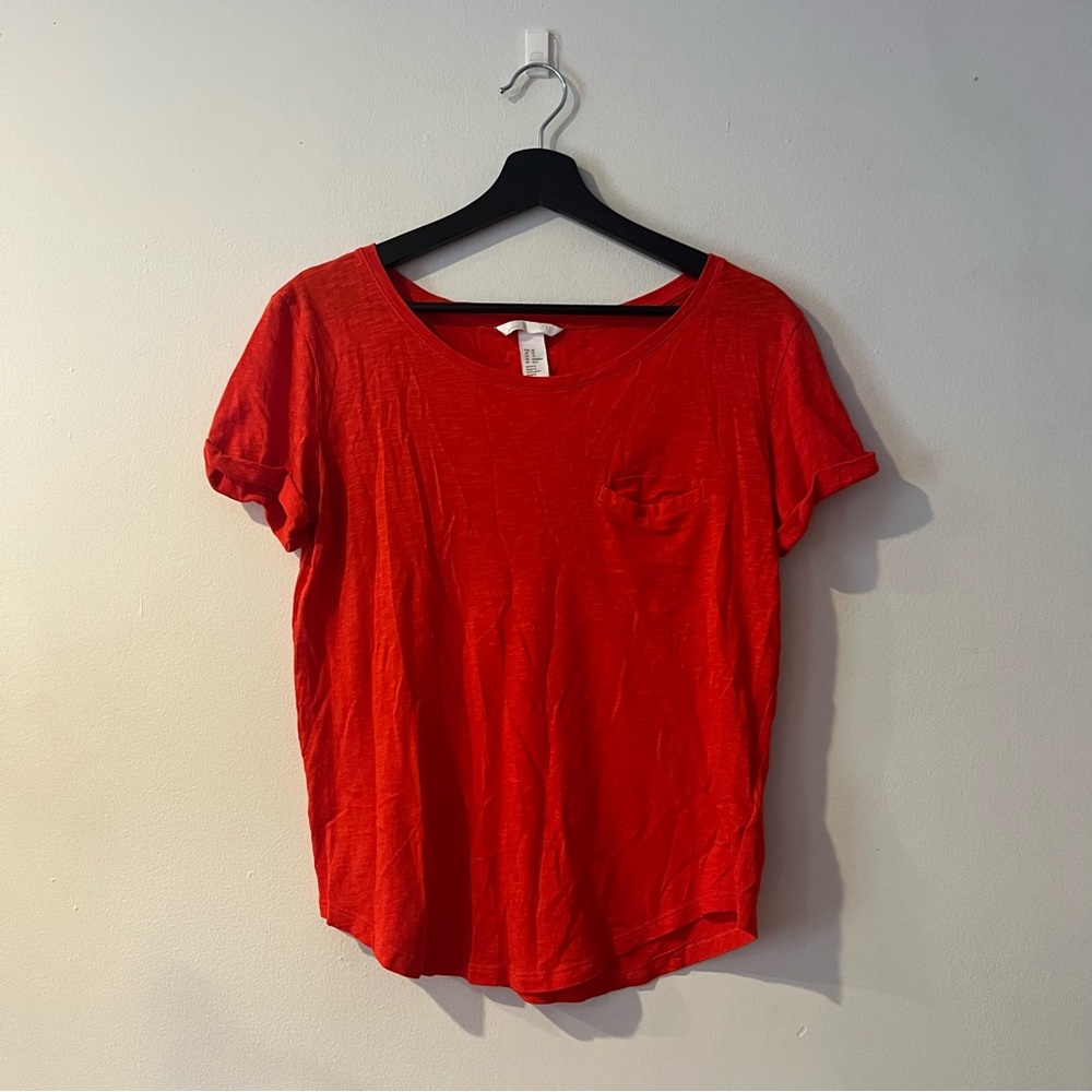 Bright red tee